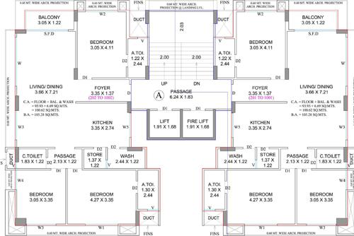  sattvam Block A And C Cluster Plan From 2nd To 10th Floor