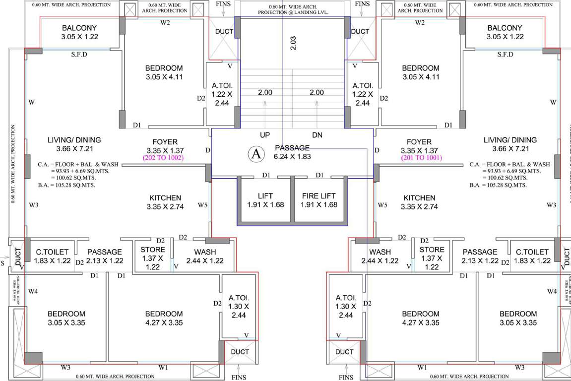 sattvam Block A And C Cluster Plan From 2nd To 10th Floor