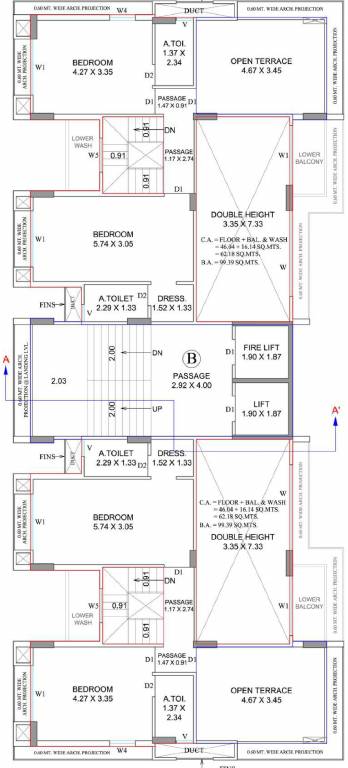 sattvam Block B Cluster Plan For 12th Pent House Floor