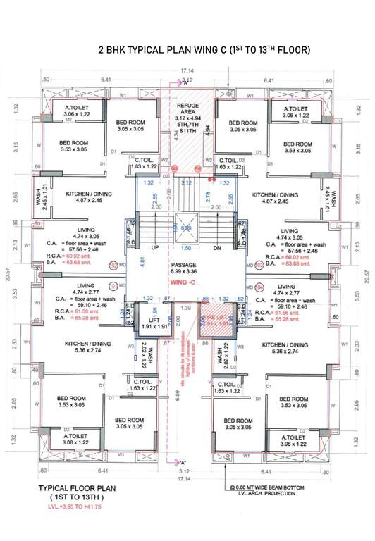  residency Block C Cluster Plan from 1st to 13th Floor