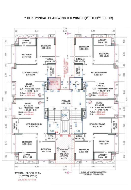  residency Block D And B Cluster Plan from 1st to 13th Floor