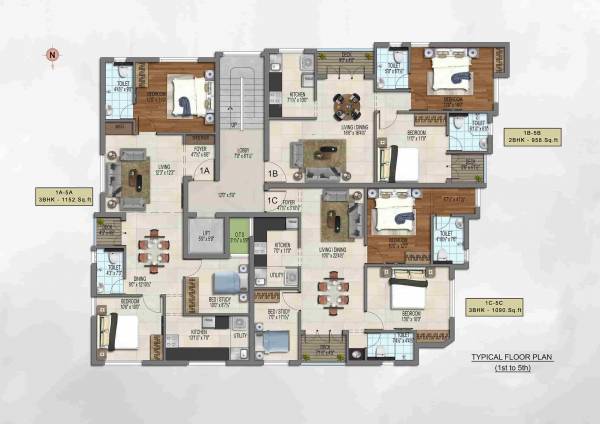 Krishna Cluster Plan from 1st to 5th Floor krishna Krishna Cluster Plan from 1st to 5th Floor