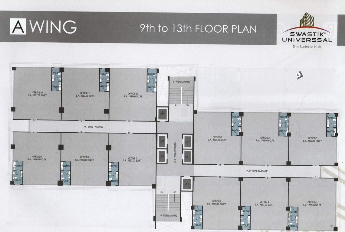  swastik universal Block A Cluster Plan from 9th to 13th Floor