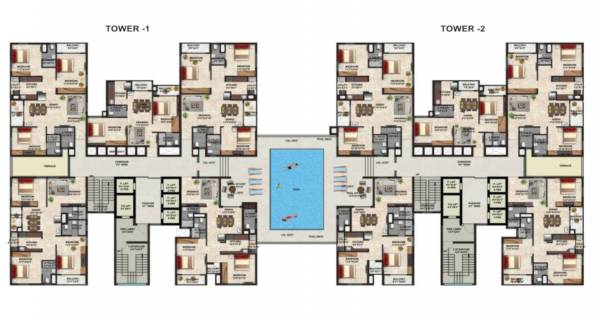  twin-towers Tower 1 & 2 Typical Floor Cluster Plan
