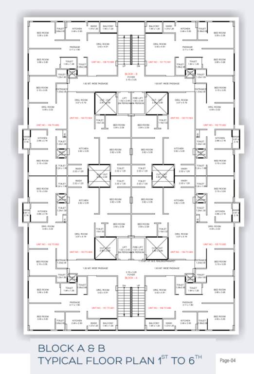  light residency Block A & B Cluster Plan from 1st to 6th Floor