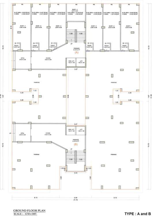  kiaan residency Block A, Block B Cluster Plan for ground Floor