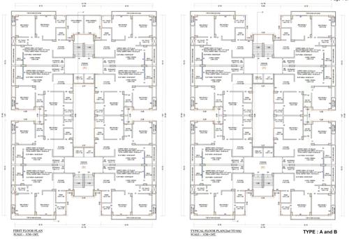  kiaan-residency Block A, Block B Cluster Plan from 1st to 7th Floor