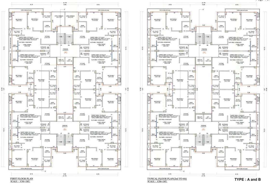  kiaan residency Block A, Block B Cluster Plan from 1st to 7th Floor