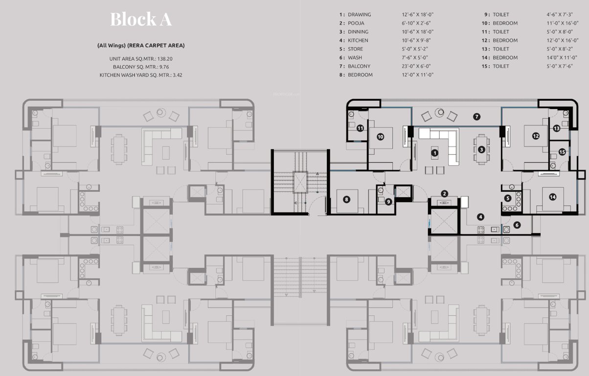  beaufort park Block A Cluster Plan from 3rd to 20th Floor