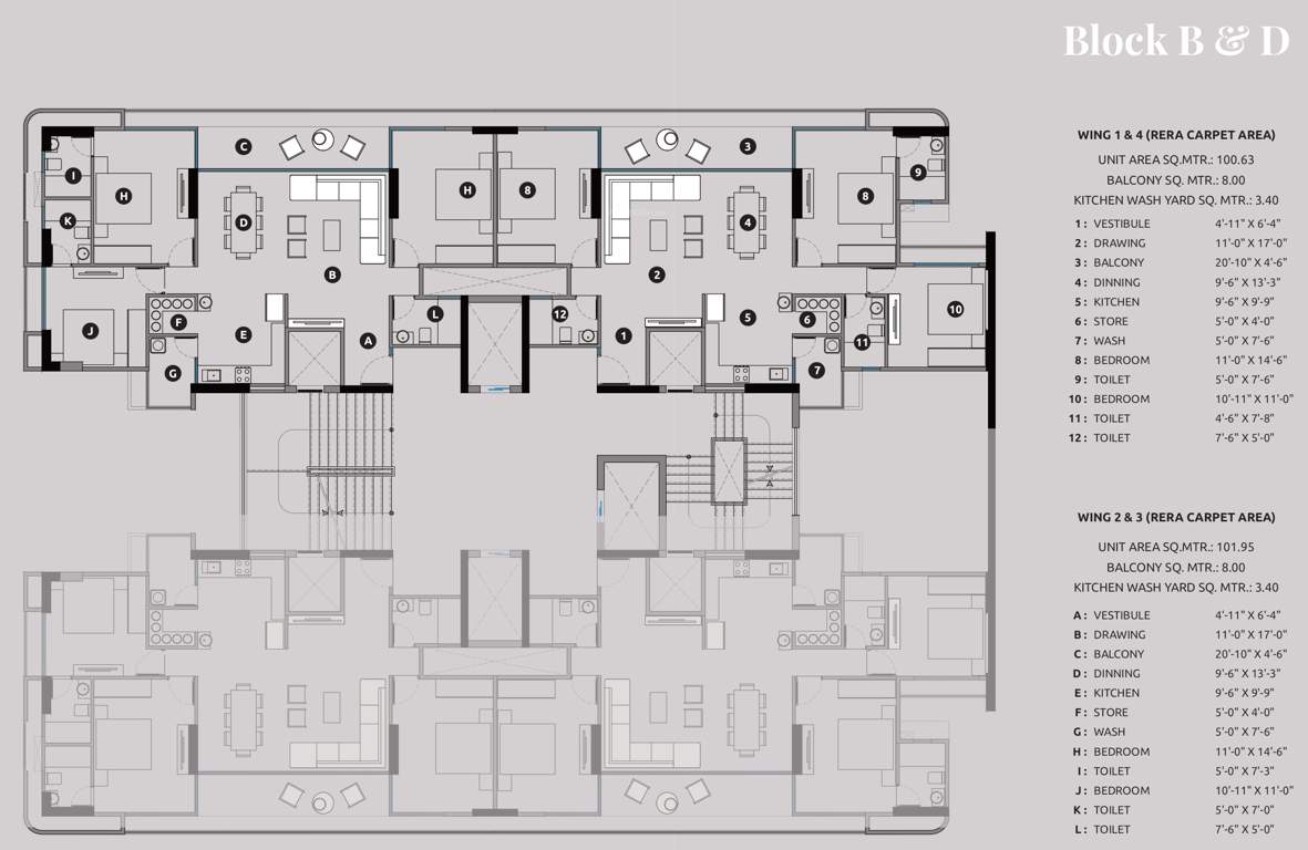  beaufort park Block B And Block D Cluster Plan from 3rd to 20th Floor