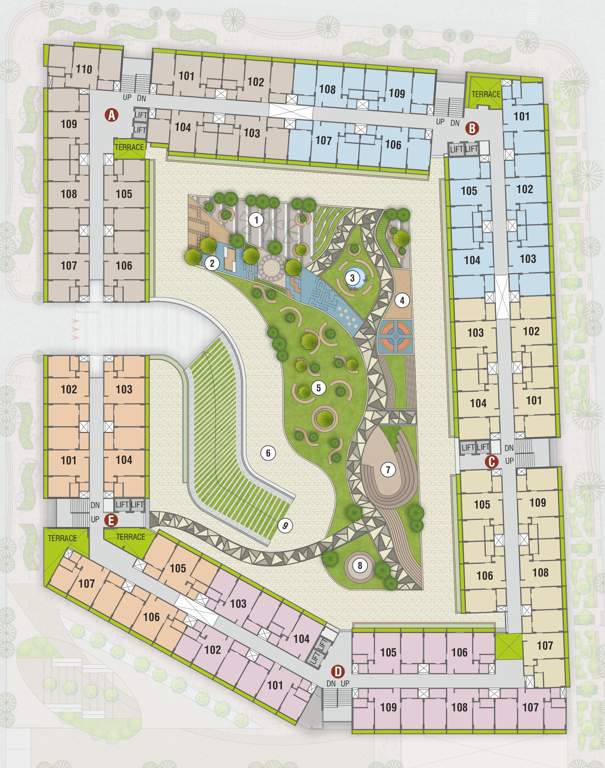  courtyard Cluster Plan For 1st Floor