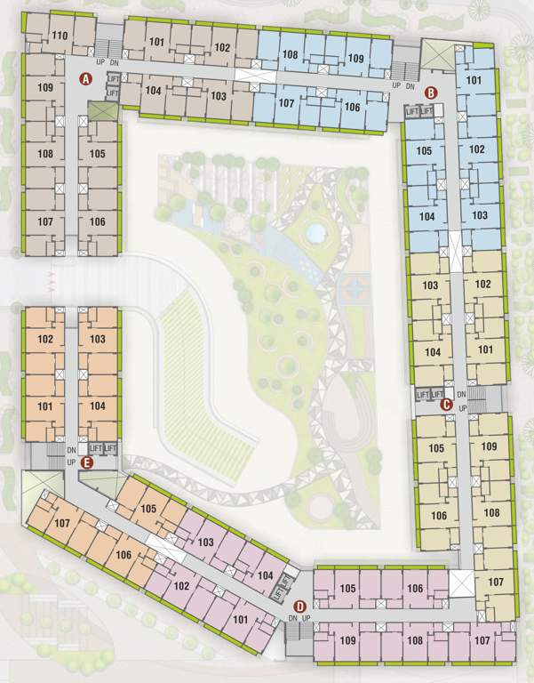  courtyard Cluster Plan From 2nd,4th,5th And 7th Floor