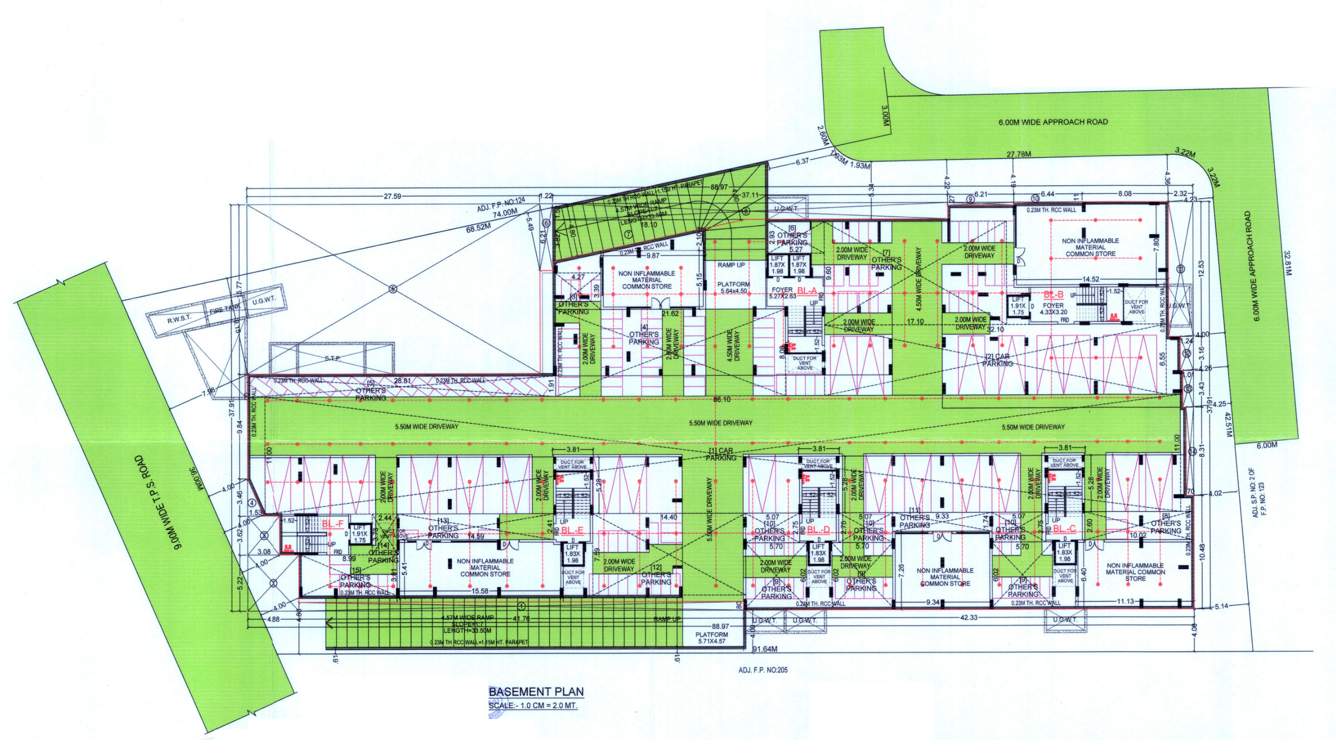  dharmaraj residency Block A,B,C,D,E & F BAsement Floor Cluster Plan