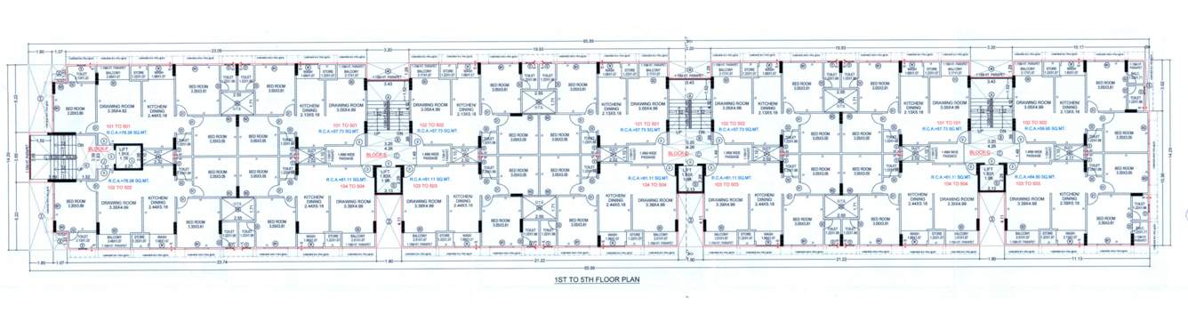 dharmaraj residency Block C,D,E & F Cluster Plan from 1st to 5th Floor