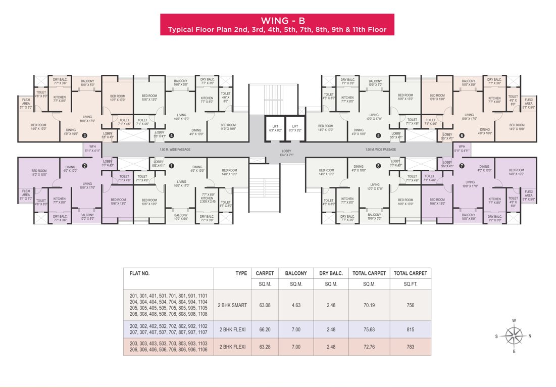  newton homes tathawade phase ii B Wing Cluster Plan
