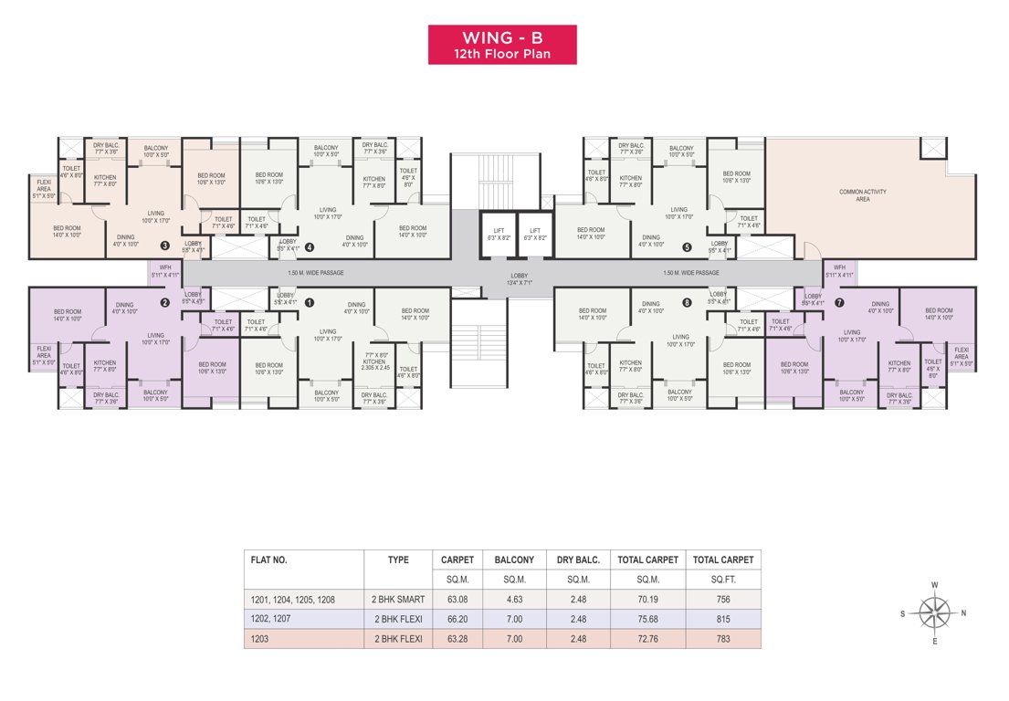  newton homes tathawade phase ii B Wing Cluster Plan