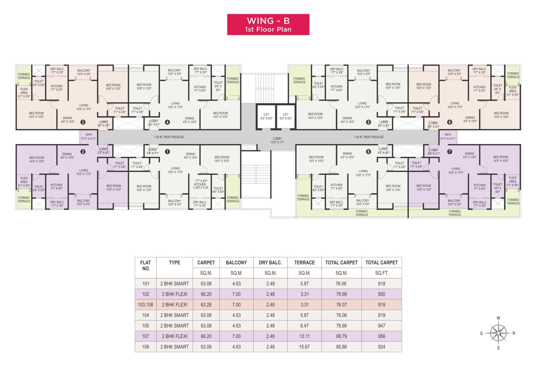  newton homes tathawade phase ii B Wing Cluster Plan