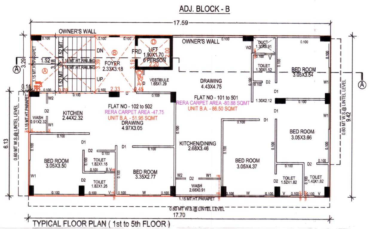  shanti avenue Shanti Avenue Cluster Plan from 1st to 5th Floor