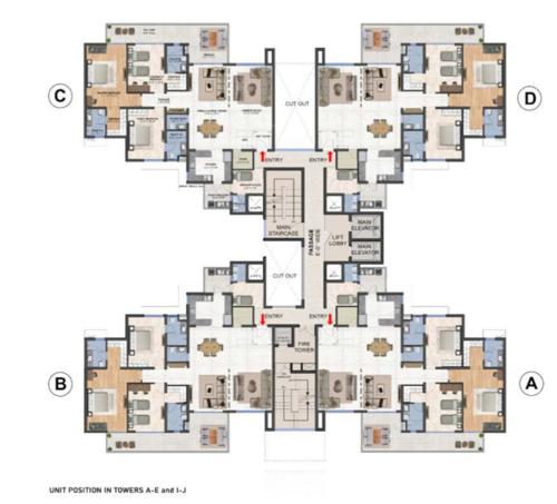 Tower 1st To 5th & 9th, 10th Floor Cluster Plan the-medallion-aurum Tower 1st To 5th & 9th, 10th Floor Cluster Plan