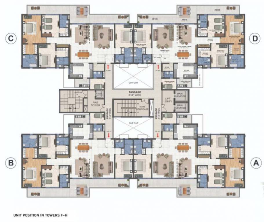  the medallion aurum Tower 6th To 8th Floor Cluster Plan
