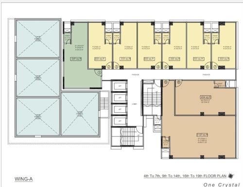  one-crystal One Crystal Cluster Plan from 4th to 7th, 9th-14th, 16th to 19th Floor