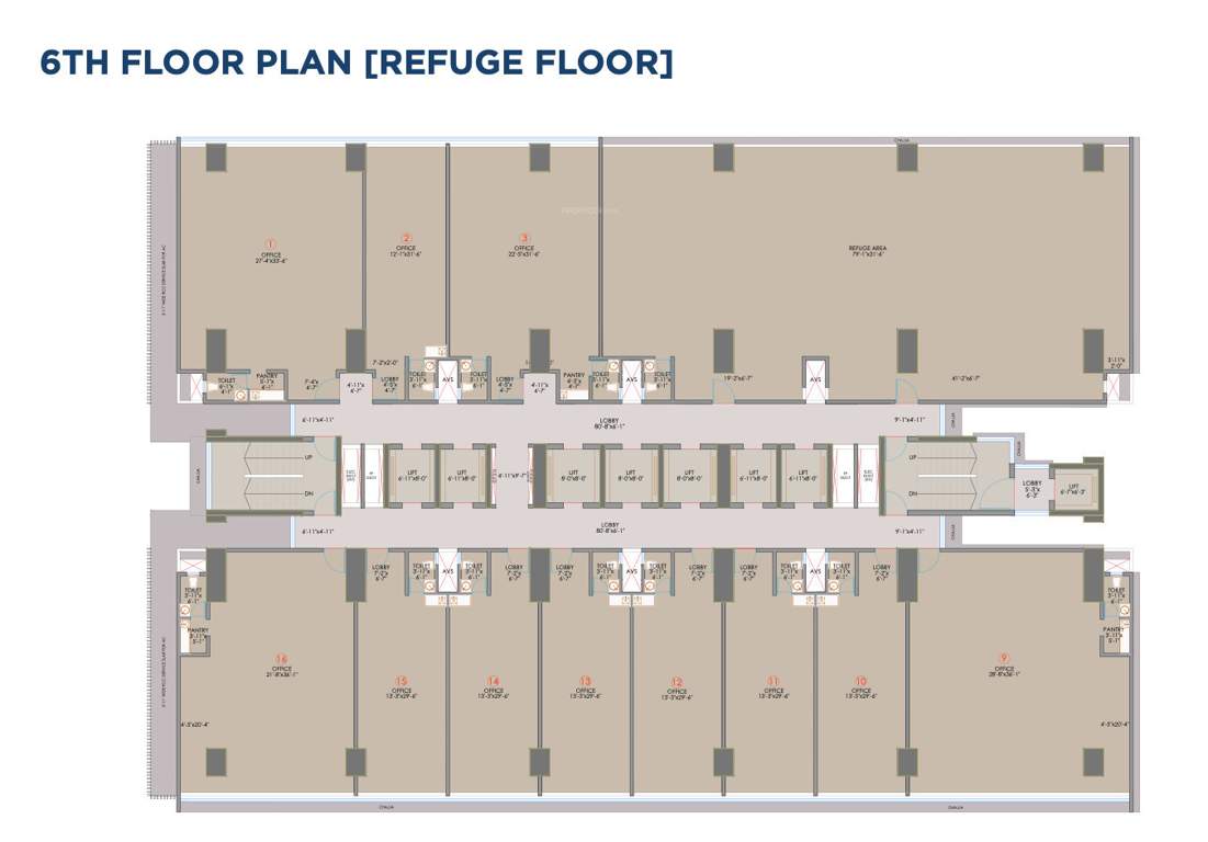 9 business bay 9 Business Bay Cluster Plan for 6th Floor