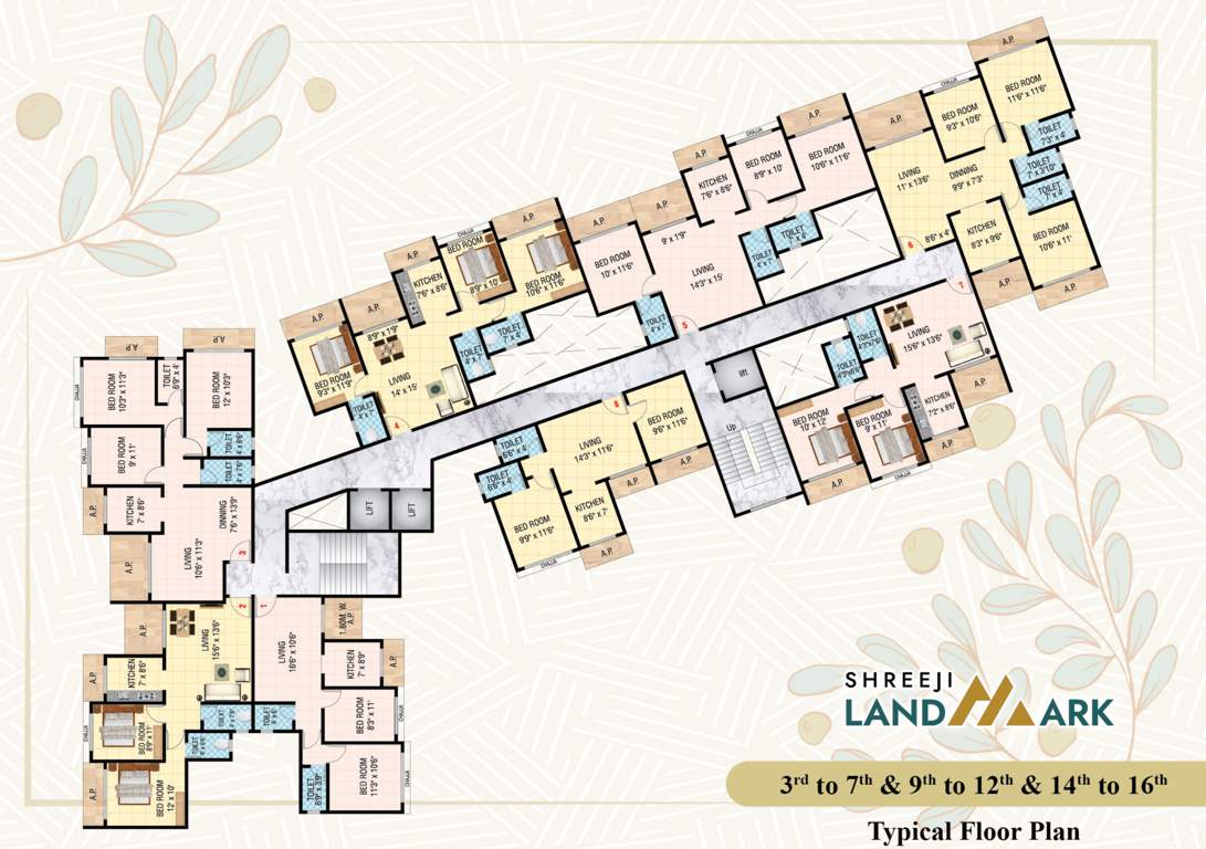  shreeji landmark phase 1 Shreeji Landmark Phase 1 Cluster Plan for Typical Floor