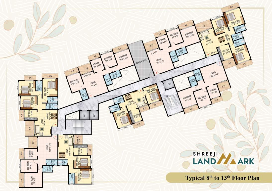  shreeji landmark phase 1 Shreeji Landmark Phase 1 Cluster Plan from 8th to 13th Floor