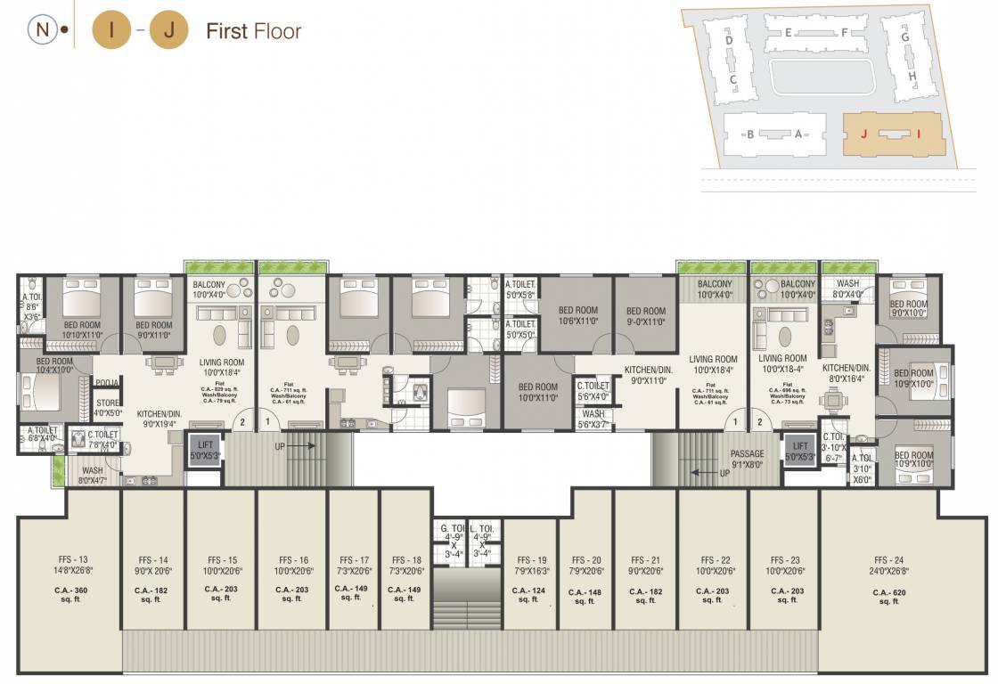 sun residency I+J First Floor Cluster Plan
