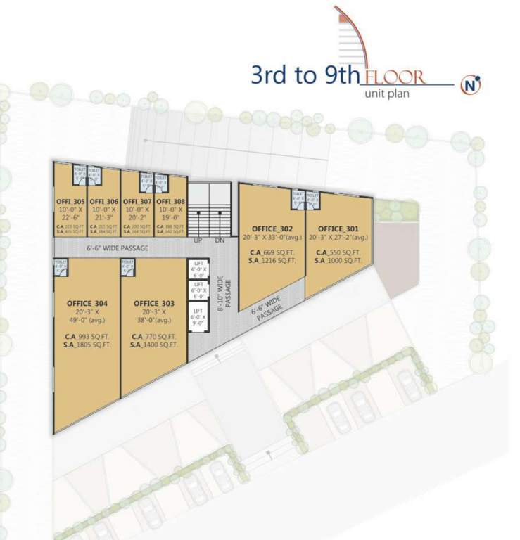  point Point Cluster Plan from 3rd to 9th Floor
