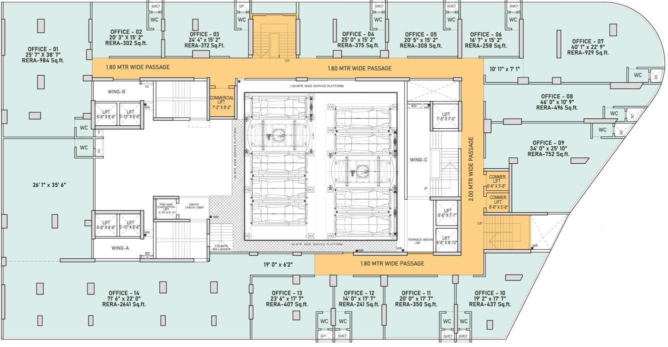  nl plaza Bldg   Nl Krishna / Wing   A, B And C Cluster Plan For Typical Floor