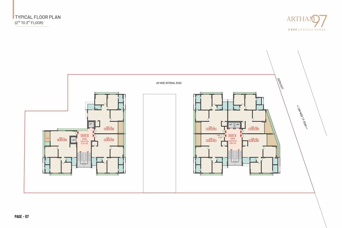  artham 97 Block A And Block B Cluster Plan from 2nd to 3rd Floor