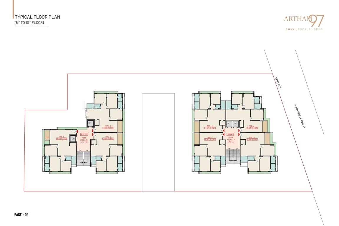  artham 97 Block A And Block B Cluster Plan from 5th to 13th Floor