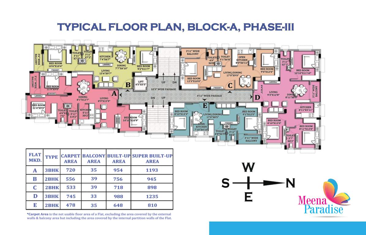 meena paradise iii Block A Cluster Plan from 1st to 5th Floor