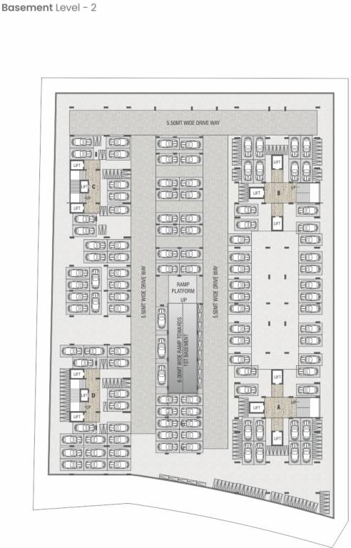  the avante Block  A, B, C, D 2nd Basement Cluster Plan