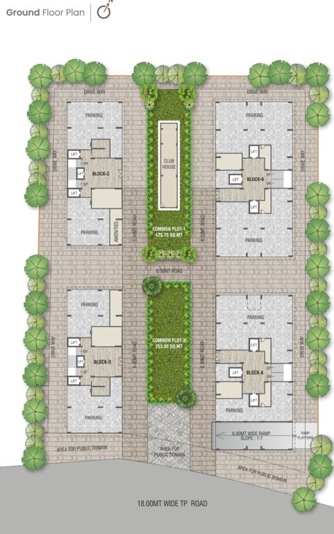  the avante Block  A, B, C, D Cluster Plan For Ground Floor