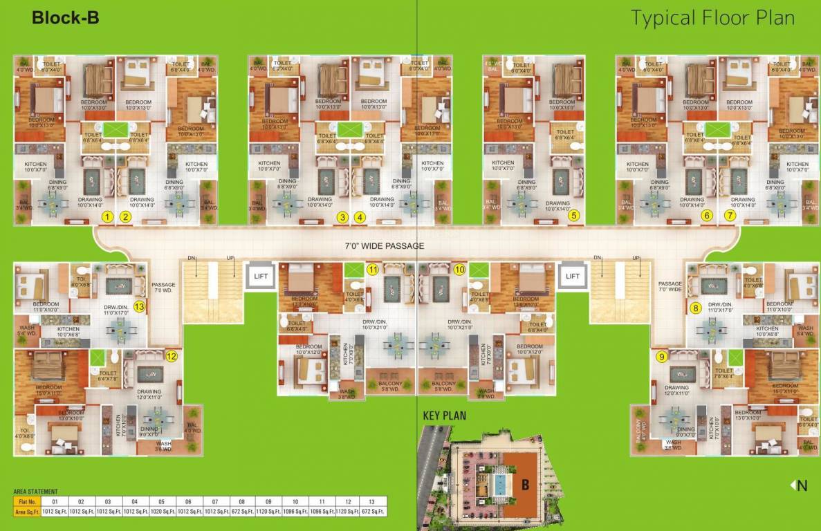 divine greens Block B Typical Cluster Plan