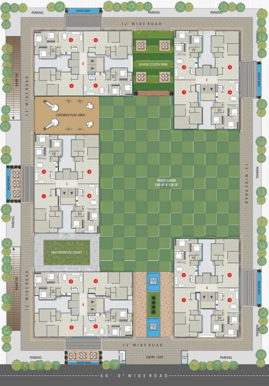 park avenue Block A,B,C,D,E Cluster Plan For Typical Floor Plan