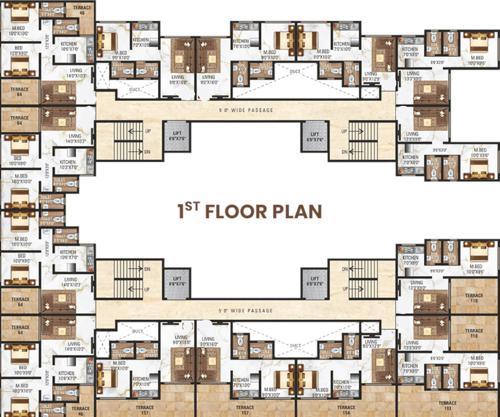  karari-heights Karari Heights A  And B Wing Cluster Plan For 1st Floor