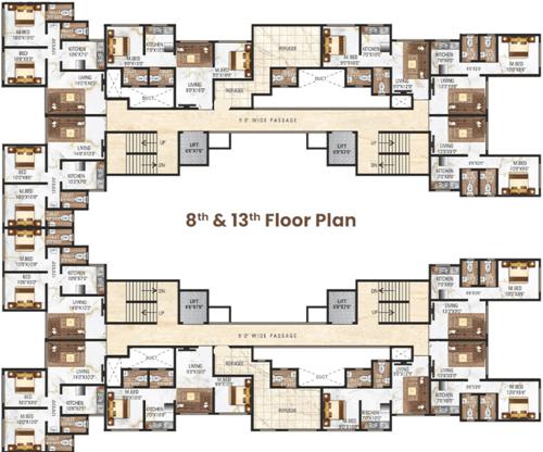  karari-heights Karari Heights A  And B Wing Cluster Plan From 8th And 13th Floor