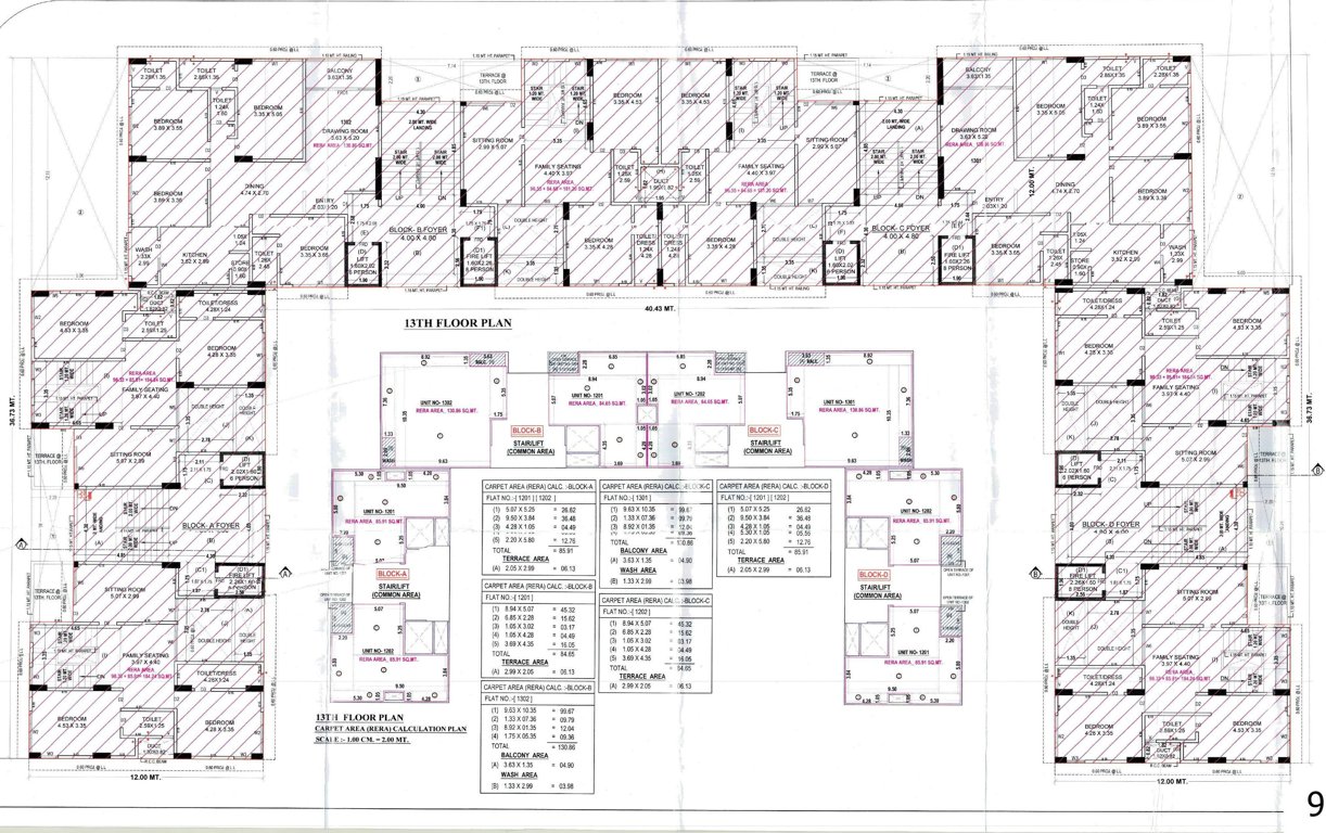  prism Block  A,B,C & D Cluster Plan for 13th Floor