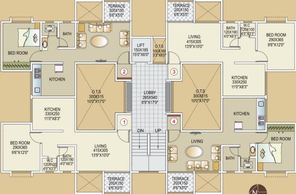  empire Cluster Plan For Typical Floor