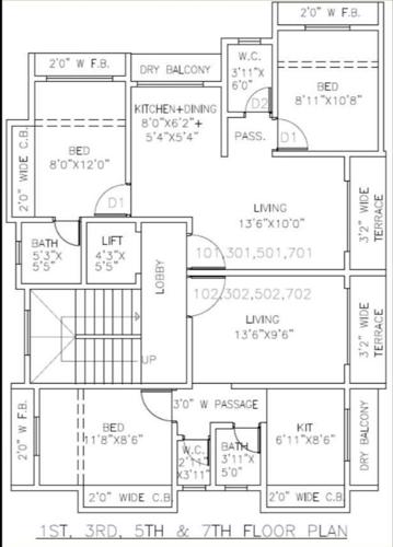  krupa Avighna Krupa Cluster Plan for Odd Floor