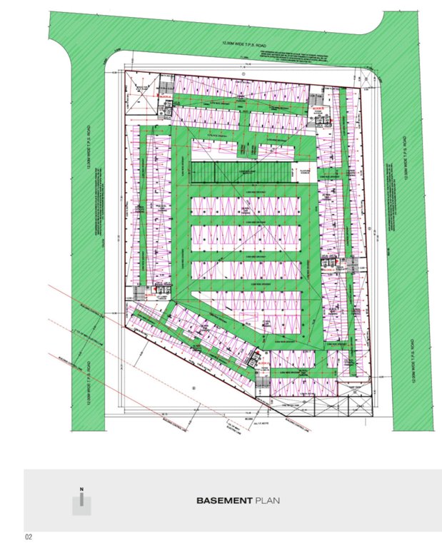  courtyard Block A,B,C,D & E Basement Floor Cluster Plan