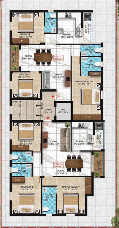  luxe flats Luxe Flats Cluster Plan From 1st To 3rd Floor