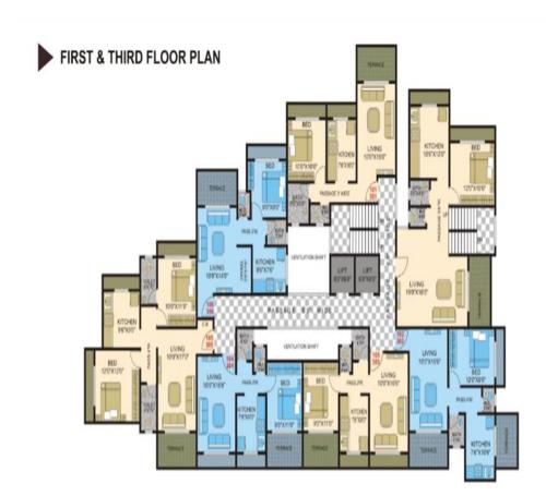  raj-vaishnavi-park-phase-ii Phase II Cluster Plan from 1st to 3rd Floor