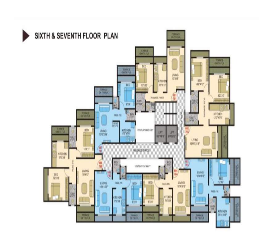  raj vaishnavi park phase ii Phase II Cluster Plan from 6th to 7th Floor