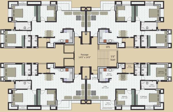  avenue Cluster Plan For Wing A From 1st To 9th Floor