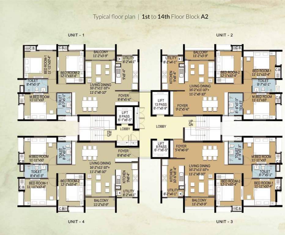  springville greens llp phase ii Block A2 Cluster Plan from 1st to 14th Floor