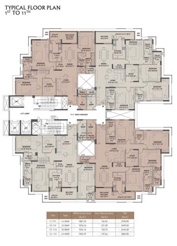  altair Khushi Altair Cluster Plan from 1st to 11th Floor